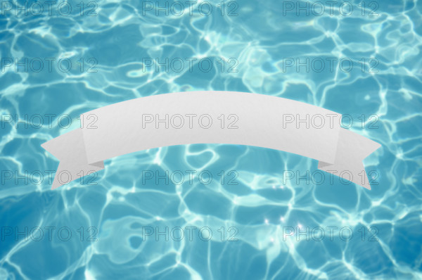 Blank banner in front of swimming pool. New York City, New York State, USA.