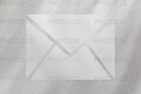 Mail icon on white textured background. New York City, New York State, USA.