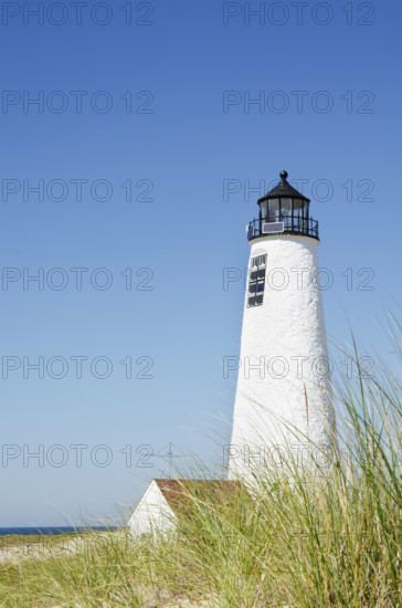 Great Point Lighthouse against clear sky, Nantucket, Massachusetts, USA.