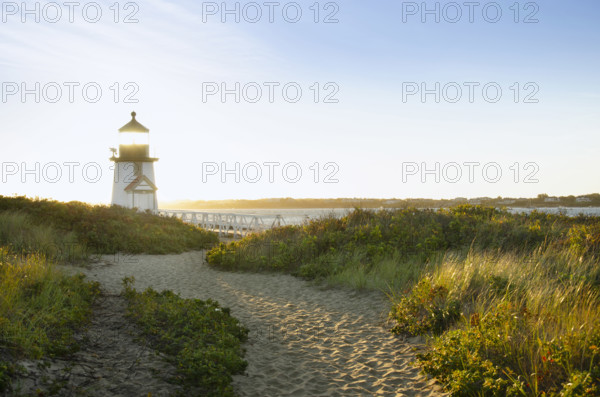 Early morning sun on Brant Point Light, Nantucket, Massachusetts, USA.