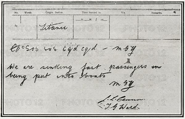 Second message de détresse envoyé par les opérateurs radio du RMS Titanic