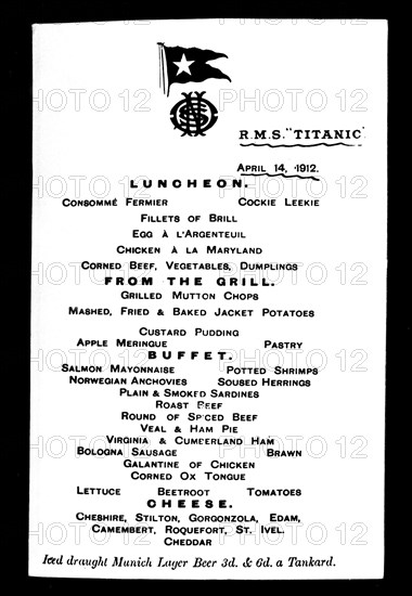 Menu du Titanic