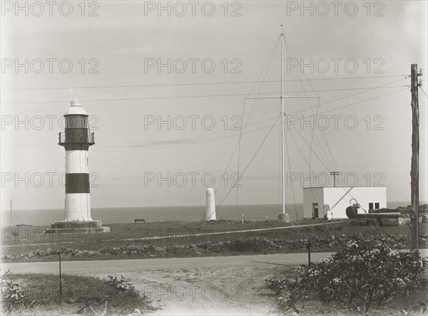 Lighthouses at Ras Serani. Lighthouses on the coast at Ras Serani. Mombasa, Kenya, circa 1930. Mombasa, Coast, Kenya, Eastern Africa, Africa.