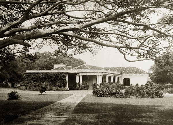 Bangalore mess building. A garden path leads up to an Indian Army mess building. Bangalore, India, circa 1880. Bangalore, Karnataka, India, Southern Asia, Asia.