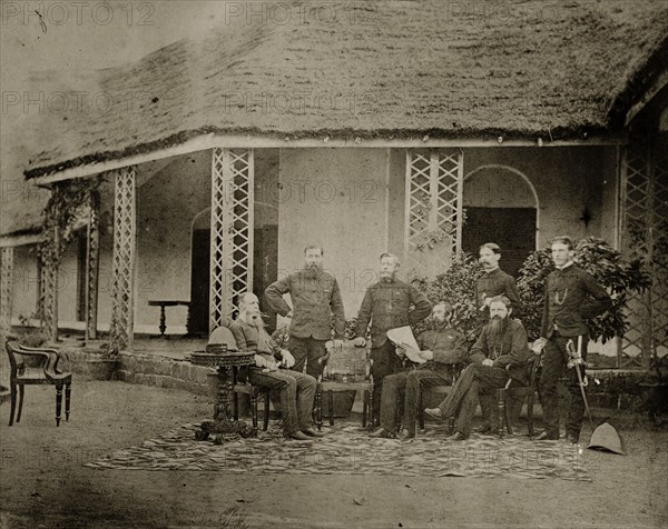 Officers of the 13th Regiment Bombay Infantry. Uniformed British officers from the 13th Regiment Bombay Infantry of the Indian Army. Bombay (Mumbai), India, 1873. Mumbai, Maharashtra, India, Southern Asia, Asia.