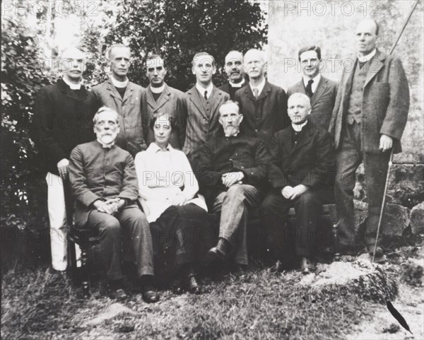 Irish Presbyterian Missionaries. Group portrait of Irish missionaries in the garden of a Presbyterian Mission House. Location unknown, circa 1890.