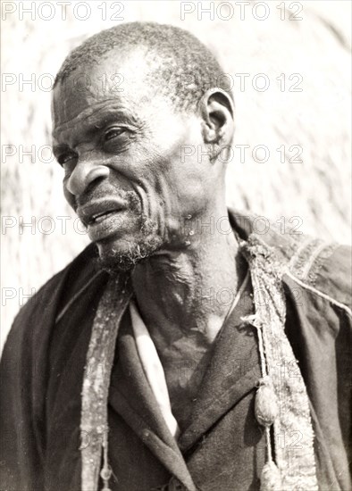 Portrait of Chief Chiawa. Portrait of an African man identified as 'Chief Chiawa'. Probably Northern Rhodesia (Zambia), circa 1950. Zambia, Southern Africa, Africa.
