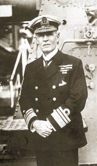 Sir Frederick Laurence Field. Portrait of Sir Frederick Laurence Field, Vice Admiral commanding the Special Service Squadron aboard HMS Hood. Location unknown, circa 1923.