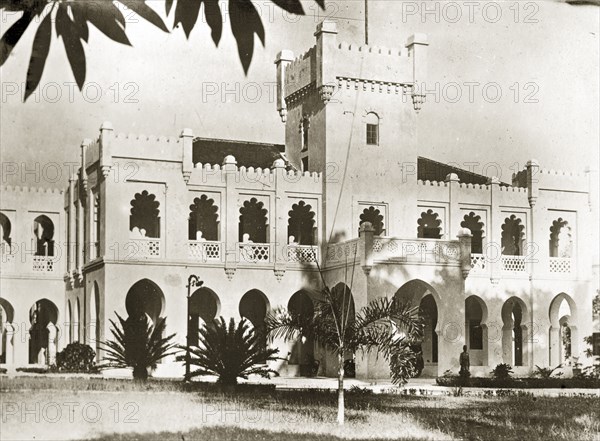 Governor's house in Dar es Salaam. The Governor's house in Dar es Salaam, displaying Islamic-style architectural features including arched doorways and windows with latticed balconies, built by the British in 1922. Dar es Salaam, Tanganyika Territory (Tanzania), 12-17 January 1924. Dar es Salaam, Dar es Salaam, Tanzania, Eastern Africa, Africa.