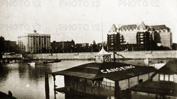 Victoria harbour. View of the inner harbour showing the Empress Hotel in the background. Victoria, Canada, 21 June-4 July 1924. Victoria, British Columbia, Canada, North America, North America .