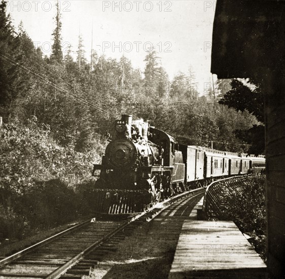 Canadian National Railway train. A Canadian National Railway train at Strathcona Lodge station near Victoria. Canada, 21 June-4 July 1924. Victoria, British Columbia, Canada, North America, North America .
