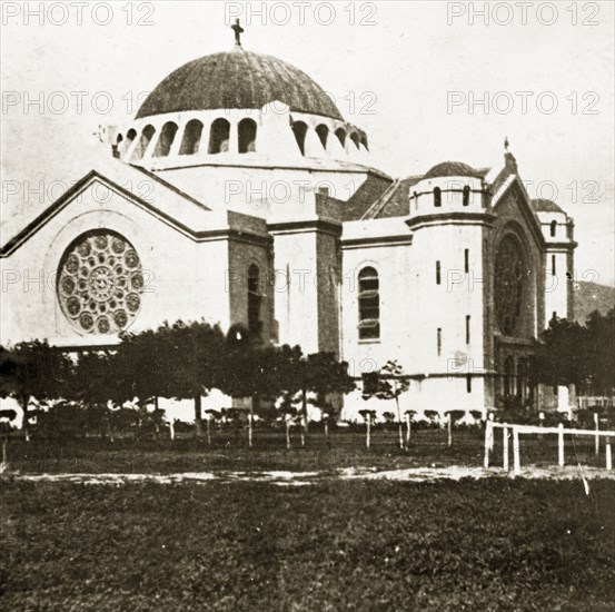 Jamaican catholic church. Exterior view of a Jamaican catholic church. Kingston, Jamaica, 26-30 July 1924. Kingston, Kingston, Jamaica, Caribbean, North America .