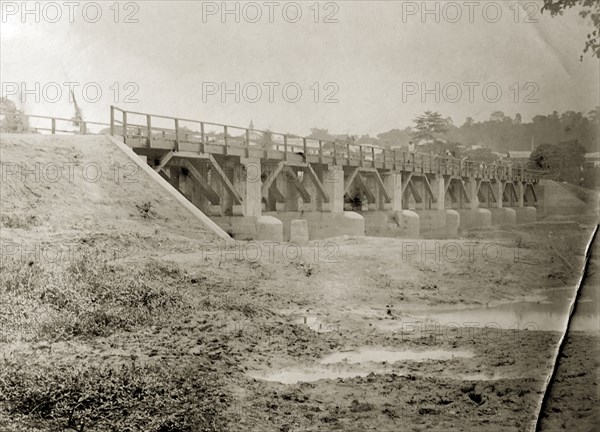 Nsawam bridge, Gold Coast. A bridge at Nsawam, opened by Sir Hugh Clifford on 1 July 1918. Gold Coast (Ghana), circa 1920. Ghana, Western Africa, Africa.