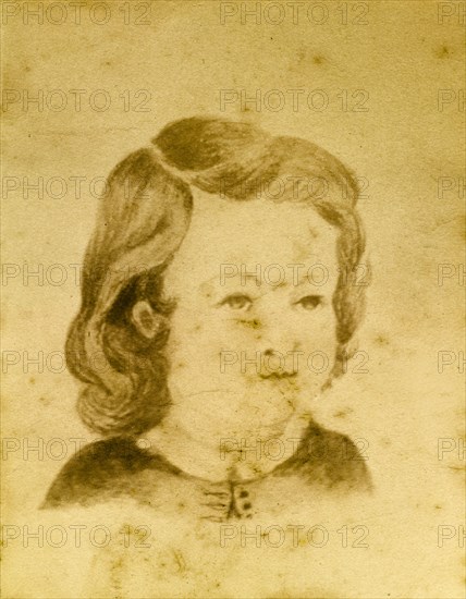 Tom (aged) four years', Australia. Photograph of a sketch created by an unknown artist of 'Tom (aged) four years'. Queensland, Australia, photograph circa 1895, sketch circa 1867., Queensland, Australia, Australia, Oceania.