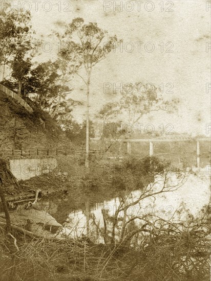 Indooroopilly bridge, Australia. View of the Albert bridge at Indooroopilly spanning the Brisbane river. Indooroopilly, Australia, circa 1890. Indooroopilly, Queensland, Australia, Australia, Oceania.