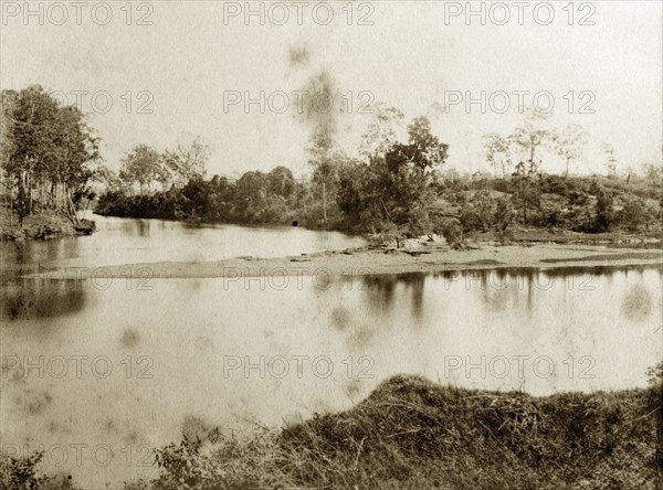 The Brisbane-Bremer river junction. A sandbank at the junction of the Brisbane and Bremer rivers. Queensland, Australia, circa 1890., Queensland, Australia, Australia, Oceania.