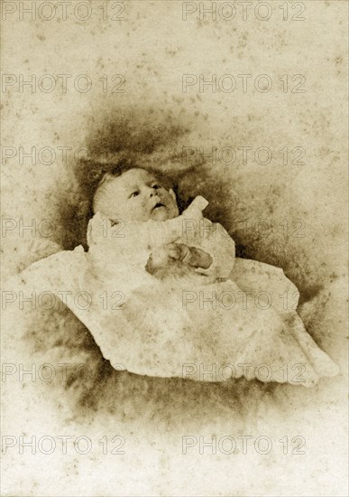 Portrait of a baby, Australia. Portrait of a young baby dressed in a white gown. Queensland, Australia, circa 1895., Queensland, Australia, Australia, Oceania.