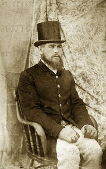 Portrait of a Victorian gentleman, Australia. Portrait of a Victorian gentleman wearing top hat and gloves. Queensland, Australia, circa 1895., Queensland, Australia, Australia, Oceania.