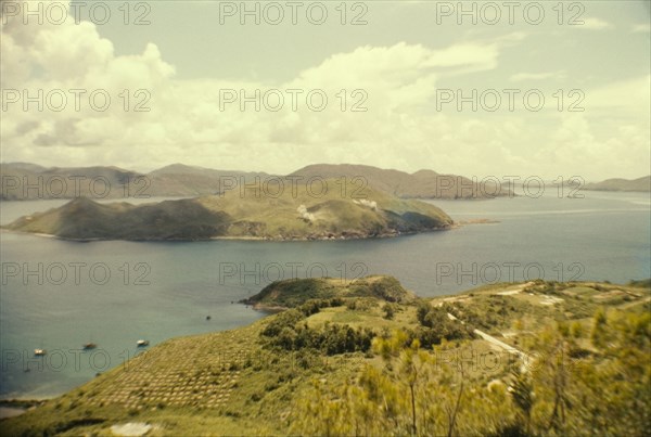 Shelter Island. View from a hillside of Shelter Island, one of the outlying islands of Hong Kong. Hong Kong, People's Republic of China, July 1960. Shelter Island, Hong Kong, China, People's Republic of, Eastern Asia, Asia.