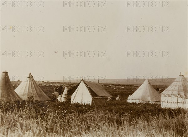 Frederick Stanbury's camp in Morocco. Tents pitched at a temporary camp site erected for Frederick Stanbury's travelling party. Southern Morocco, 1898. Morocco, Northern Africa, Africa.