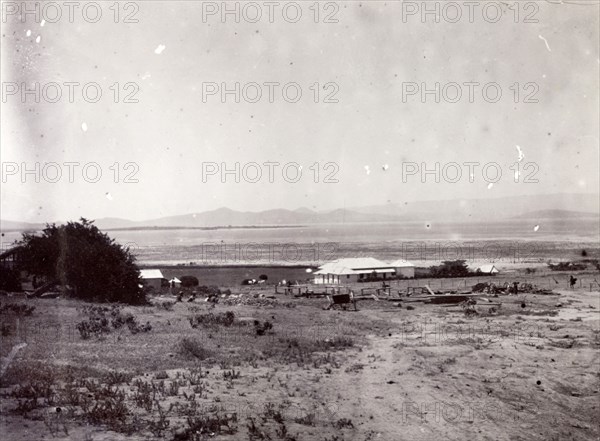 Settlement at Naivasha. View over the Kenyan plains showing a village settlement at Navaisha. Naivasha, British East Africa (Kenya), 1906. Naivasha, Rift Valley, Kenya, Eastern Africa, Africa.