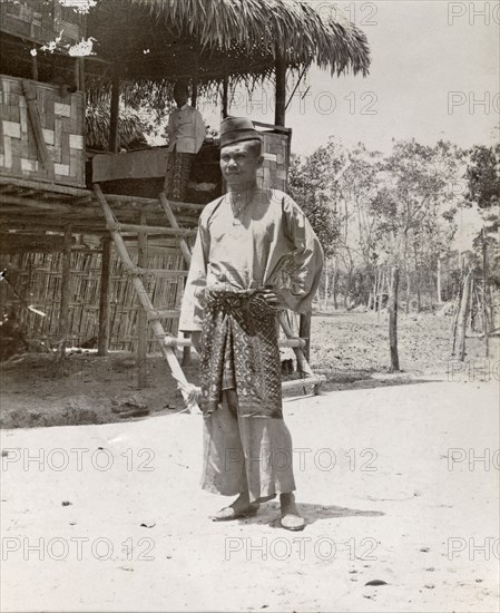 Chief of upper Perak. Portrait of Wan Muhammad Saleh (1861-1917), Orang Kaya Kaya Sri Adika Raja or hereditary chief of upper Perak. Gerik, British Malaya (Malaysia), circa 1900. Gerik, Perak, Malaysia, South East Asia, Asia.