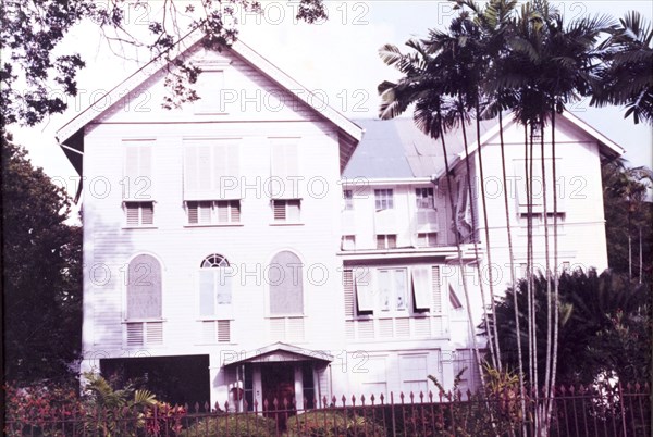 The Bishop residence', Guyana. The Bishop residence', a house with shutters in the suburbs of Georgetown. Georgetown, Guyana, circa 1990. Georgetown, Demerara-Mahaica, Guyana, South America, South America .