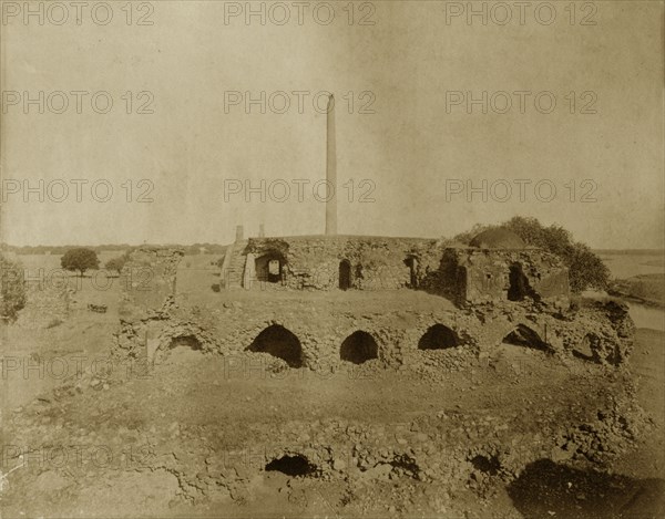 Monolith near the Last'. Ruins near Delhi, identified by the original caption as 'Monolith near the Last'. Delhi, India, circa 1885. Delhi, Delhi, India, Southern Asia, Asia.