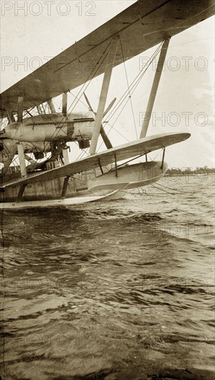 Flying boat, Nigeria. The flying boat 'Singapore', piloted by Sir Alan Cobham, is pictured shortly after its landing in Lagos harbour. Lagos, Nigeria, 1928., Lagos, Nigeria, Western Africa, Africa.