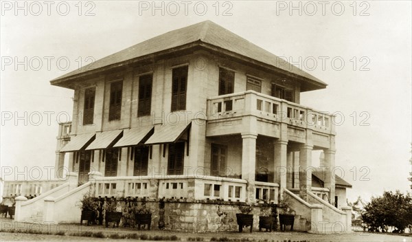 A colonial house, Nigeria. A colonial house identified by the original caption as 'G.B. Ollivant's Agent's House'. Ikeja, Nigeria, 1928. Ikeja, Lagos, Nigeria, Western Africa, Africa.
