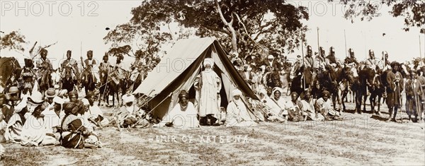 Camp at Emir of Katsina. Camp and entourage of Muhammad Dikko dan Gidado, Emir of Katsina. Katsina, Nigeria, circa 1925., Katsina, Nigeria, Western Africa, Africa.
