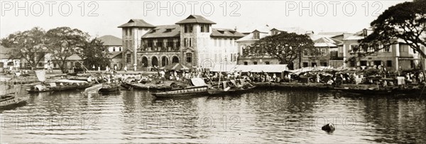 The waterfront at Lagos. The waterfront at Lagos showing the Elder Dempster building. Lagos, Nigeria, circa 1925. Lagos, Lagos, Nigeria, Western Africa, Africa.