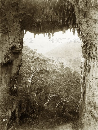 Carlotta Arch at the Jenolan Caves. Carlotta Arch at the Jenolan Caves located in the Blue Mountains. New South Wales, Australia, circa 1885., New South Wales, Australia, Australia, Oceania.