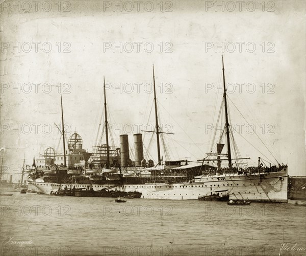 SS Victoria' in the Suez Canal. The 'SS Victoria' in the Suez Canal. Suez, Egypt, 1897. Suez, Suez, Egypt, Northern Africa, Africa.
