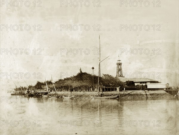 Entrance to the Suez Canal. Entrance to the Suez Canal. Suez, Egypt, circa 1890. Suez, Suez, Egypt, Northern Africa, Africa.