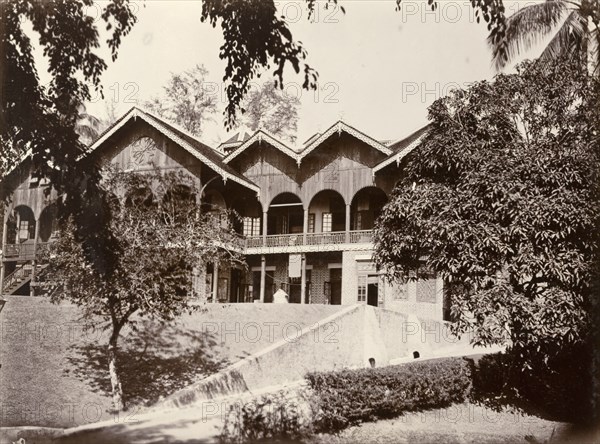 The European Club, Ross Island. The large colonial building which housed the European Club. Ross Island, India, circa 1895. Ross Island, Andaman and Nicobar Islands, India, Southern Asia, Asia.