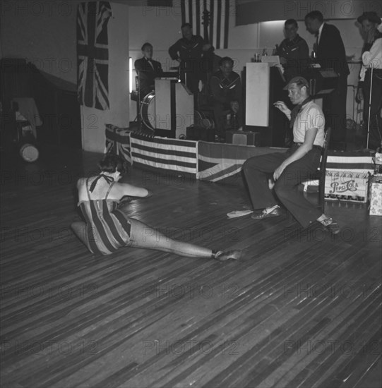 Pam and Hal dancing. Two dancers identified as Pam and Hal, perform at the cabaret of a square dance party. Kenya, 18 December 1952. Kenya, Eastern Africa, Africa.