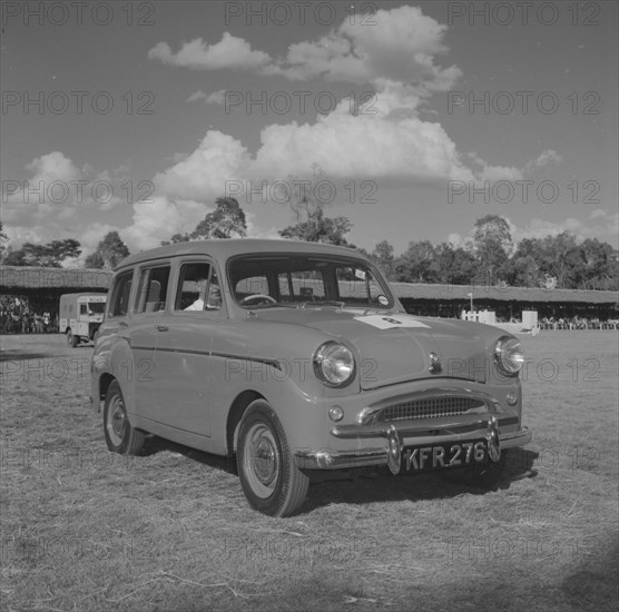 Vanguard station wagon. A standard Vanguard station wagon, number eight in a vehicle parade at the Royal Show. Kenya, 25 September 1957, Kenya, Eastern Africa, Africa.