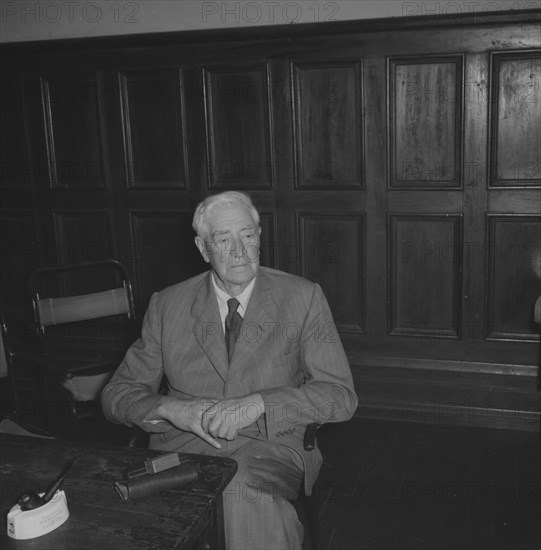 Attendee of a KNFU conference. Portrait of an elderly gentleman at a Kenya National Farmers Union (KNFU) conference attended by Sir Michael Blundell. Kenya, 5 November 1957. Kenya, Eastern Africa, Africa.