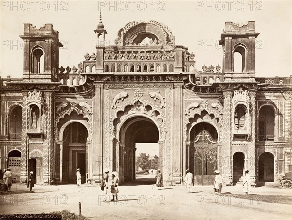 Gateway to the Qaisarbagh Palace. The decorative eastern gateway leading to the Qaisarbagh Palace. Lucknow, North Western Provinces (Uttar Pradesh), India, circa 1880. Lucknow, Uttar Pradesh, India, Southern Asia, Asia.