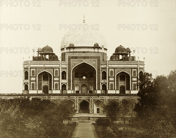 Tomb of Sultan Firoz Shah. Exterior view of the tomb of Sultan Firoz Shah, a Muslim ruler of the Indian Tughlaq dynasty who reigned between 1351 and 1388. Delhi, India, circa 1885. Delhi, Delhi, India, Southern Asia, Asia.