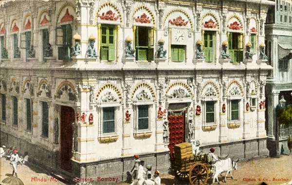 A Hindu Hanuman temple. A city temple dedicated to Hanuman, the Hindu deity in the form of a monkey. Bombay (Mumbai), India, circa 1920. Mumbai, Maharashtra, India, Southern Asia, Asia.