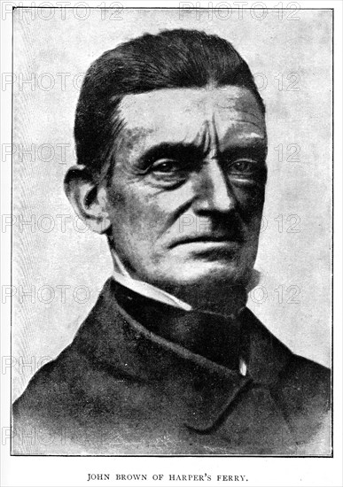 John Brown of Harper's Ferry'. Portrait of John Brown (1800-1859), an American slavery abolitionist who practiced guerrilla warfare as a means to bring about the abolition. Brown is perhaps most famous for his 1859 raid on the federal armoury at Harpers Ferry, Virginia, after which he was captured and executed. United States of America, circa 1845. United States of America, North America, North America .