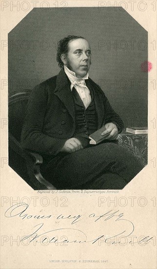 William Knibb. Signed portrait of William Knibb (1803-1845), an English Christian missionary who travelled to Jamaica in 1824 to lead the fight against the slave trade. Location unknown, circa 1847.