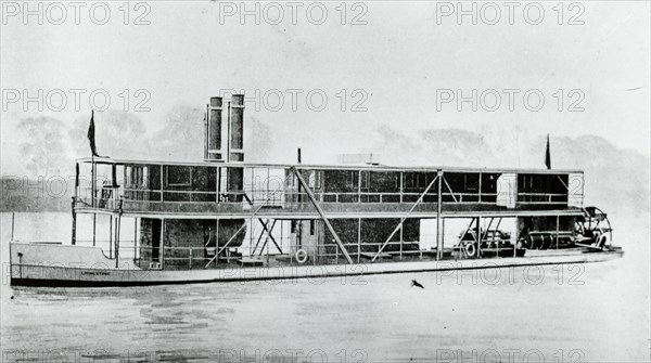 SS Livingstone on Congo River. The SS Livingstone, a passenger ferry that travelled between Kinshasa and Brazzaville on the Congo River. Congo Free State (Democratic Republic of Congo), circa 1905. Congo, Democratic Republic of, Central Africa, Africa.