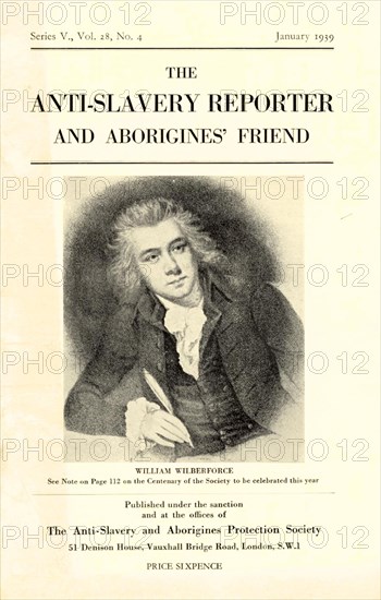 Anti Slavery Reporter', January 1939. Front cover of the 'Anti-Slavery Reporter and Aborigine's Friend', a magazine established in 1825 that campaigned vigorously for the abolition of slavery throughout the world. England, January 1939. England (United Kingdom), Western Europe, Europe .