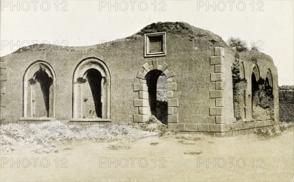 The 'Mahdi's' tomb at Omdurman. The remains of Muhammad Ahmad Allah's tomb, destroyed by British troops during the Battle of Omdurman in 1898. Omdurman, Sudan, circa 1910. Omdurman, Khartoum, Sudan, Eastern Africa, Africa.