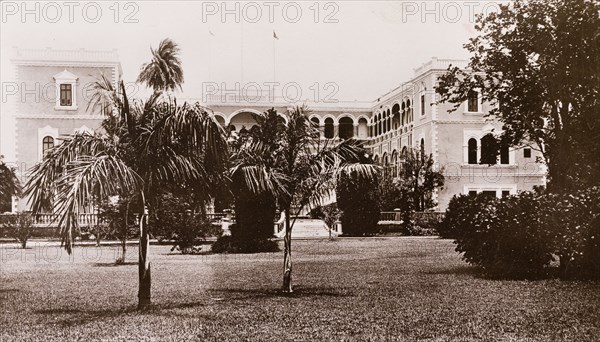 The Governor General's palace in Khartoum. Exterior view of the colonial-style Governor General's palace in Khartoum. The palace was built on the site where British General Charles George Gordon (1833-1885) was killed during the Battle of Khartoum (1884-5) by Sudanese Mahdist forces. Khartoum, Sudan, circa 1910. Khartoum, Khartoum, Sudan, Eastern Africa, Africa.