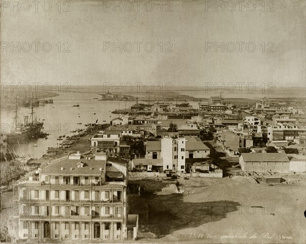 General view of Port Said, circa 1901. General view across Port Said. Port Said, Egypt, circa 1901. Port Said, Port Said, Egypt, Northern Africa, Africa.