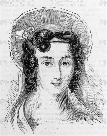 Portrait of Frances Anne Wolseley. An illustration taken from 'The Graphic' newspaper in 1882, depicts Frances Anne Wolseley in her youth. This portrait and another featuring Frances' husband, Major Garnet Joseph Wolseley, accompanied an article about the couple's son, First Viscount Garnet Wolseley (1833-1913). United Kingdom, circa 1840. England (United Kingdom), Western Europe, Europe .
